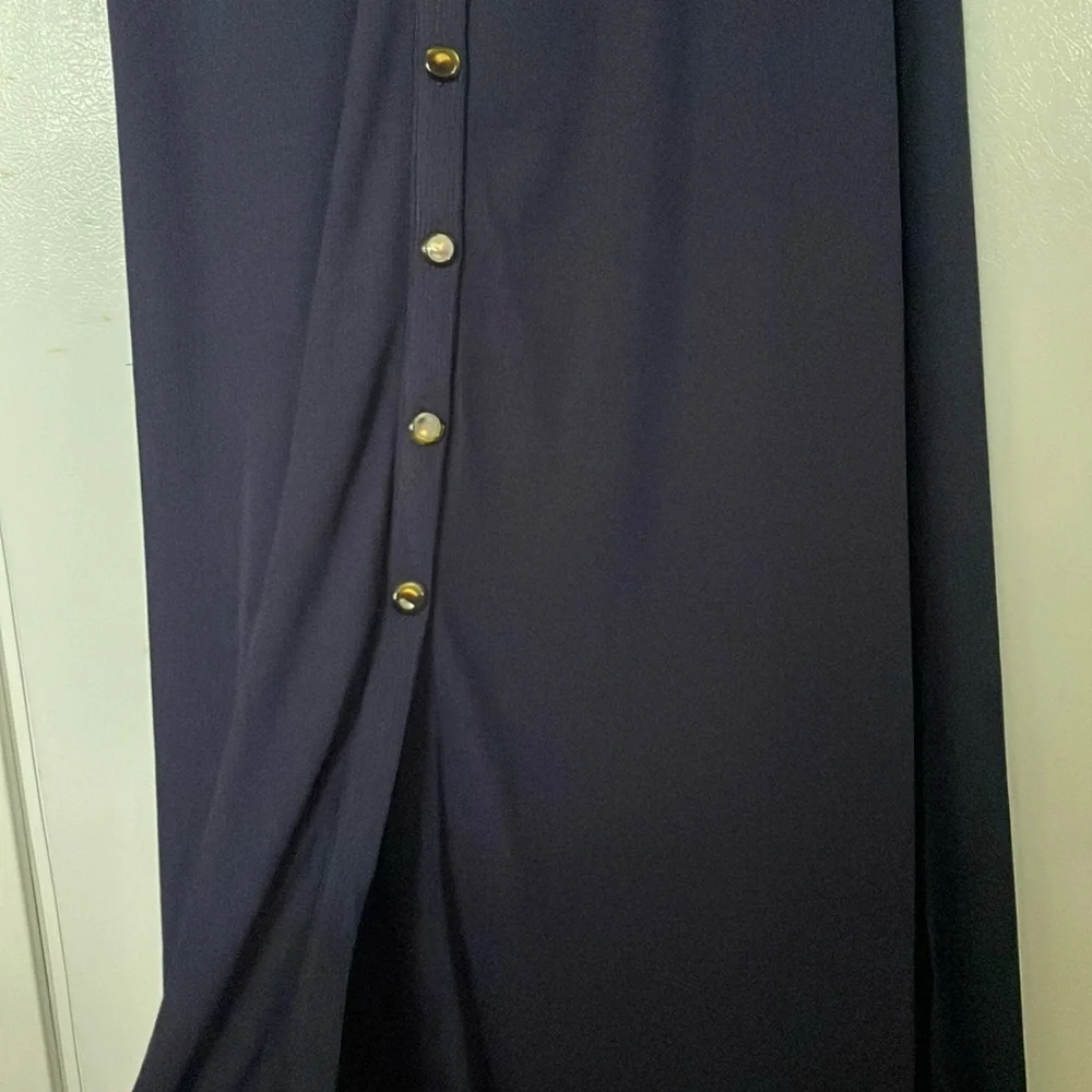 Callahan‎ Knitwear Large Lined Naxy Blue Maxi Dress Side Slits